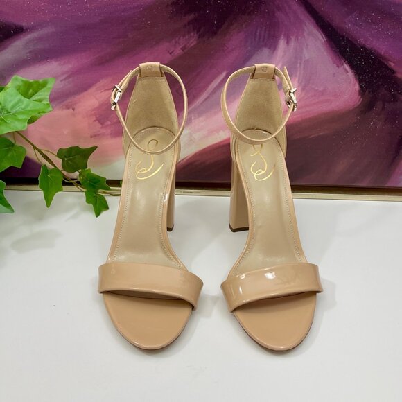 SAM EDELMAN Yaro Block Heel Sandal in Beige Size 10 - Picture 5 of 11